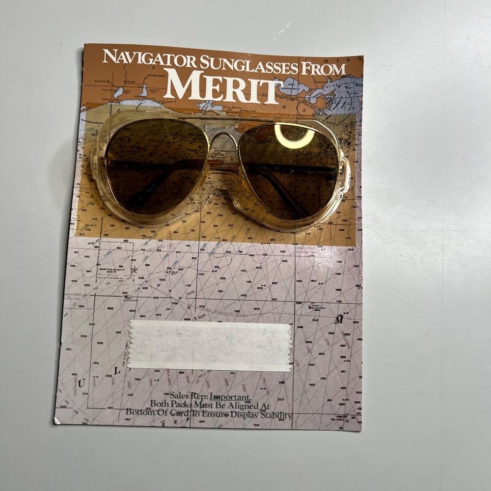 Vintage 1985 Merit Cigarettes Navigator Sunglasses Gold Aviator New Old Stock